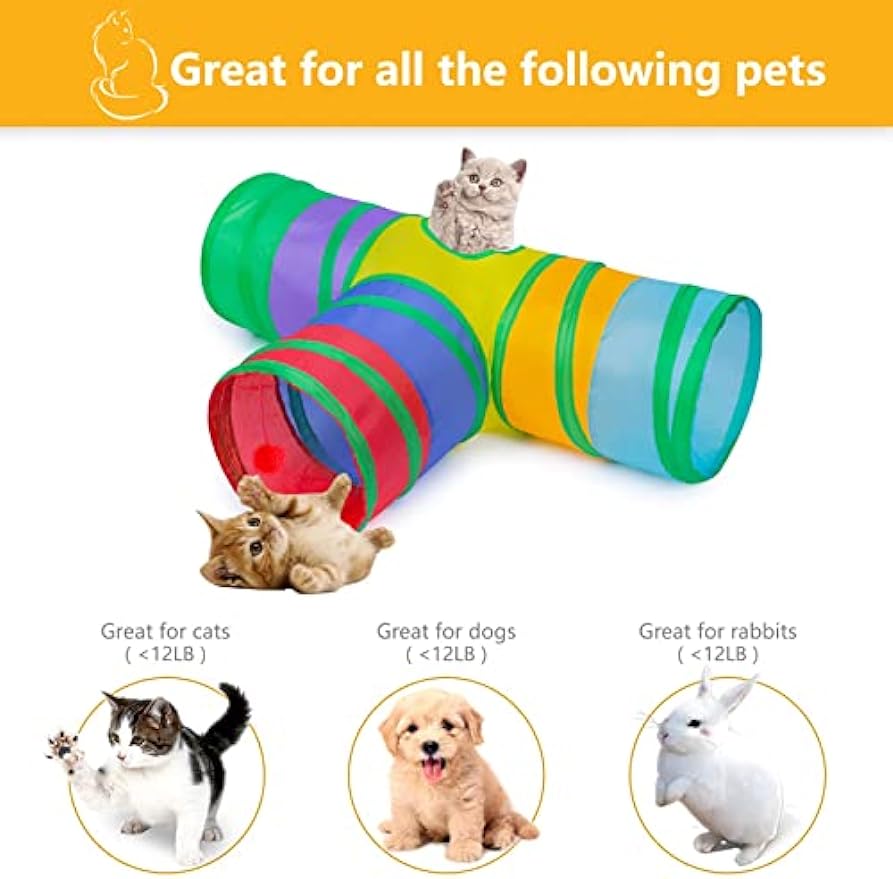 Cat Tunnel, Collapsible Tube with 1 Play Ball Kitty Toys