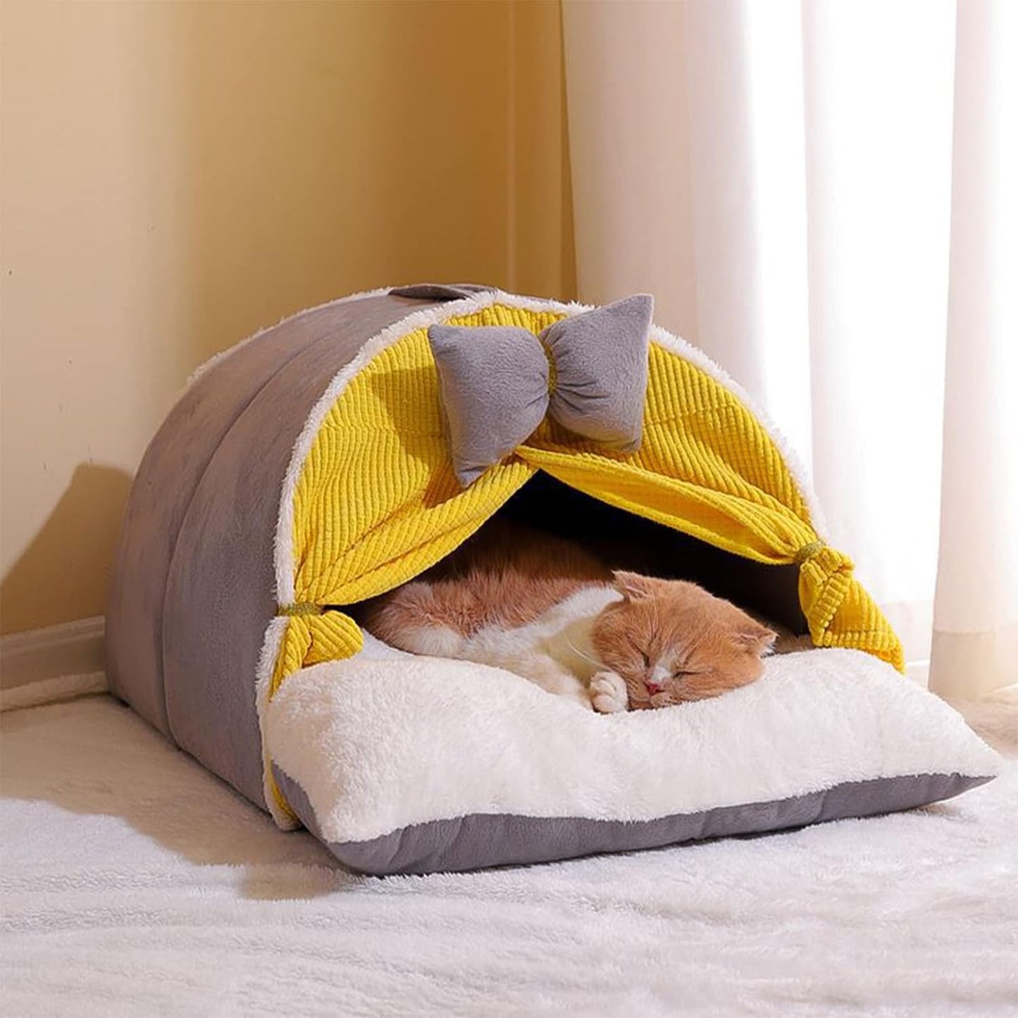 Cat Sleeping Bag, Faux Fabric Cat Bed Cave Nest, Pet Cozy Soft Washable Beds