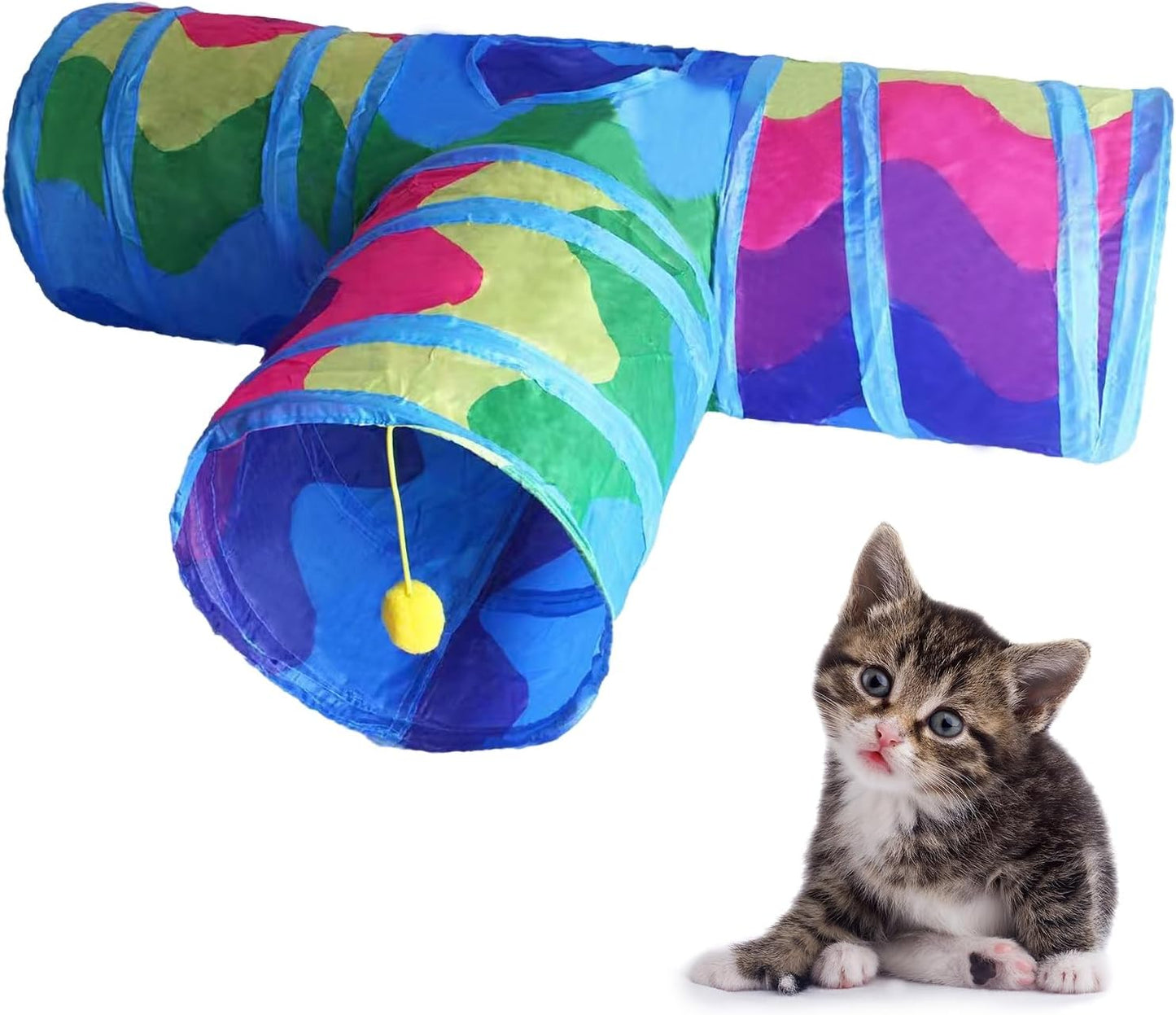 Cat Tunnel, Collapsible Tube with 1 Play Ball Kitty Toys