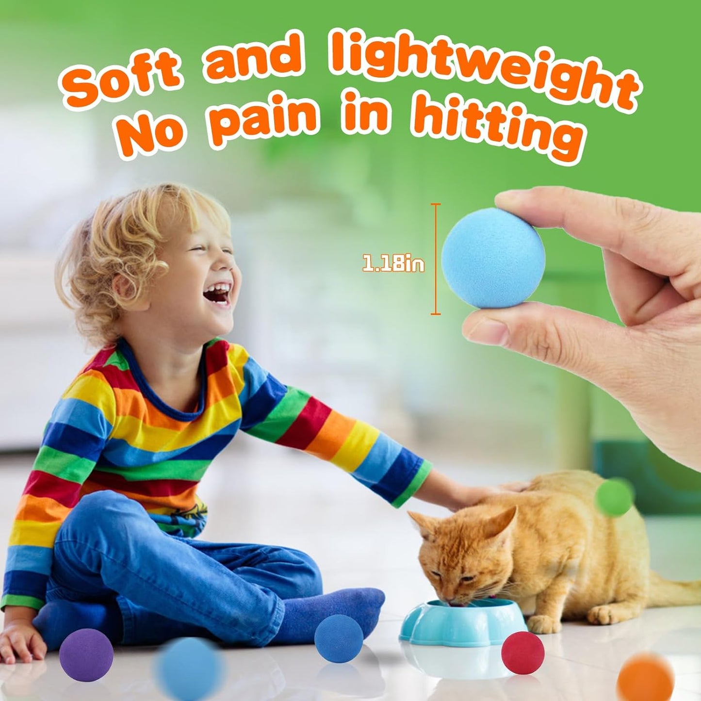 Interactive Cat Toys Elastic Balls with Launcher Set