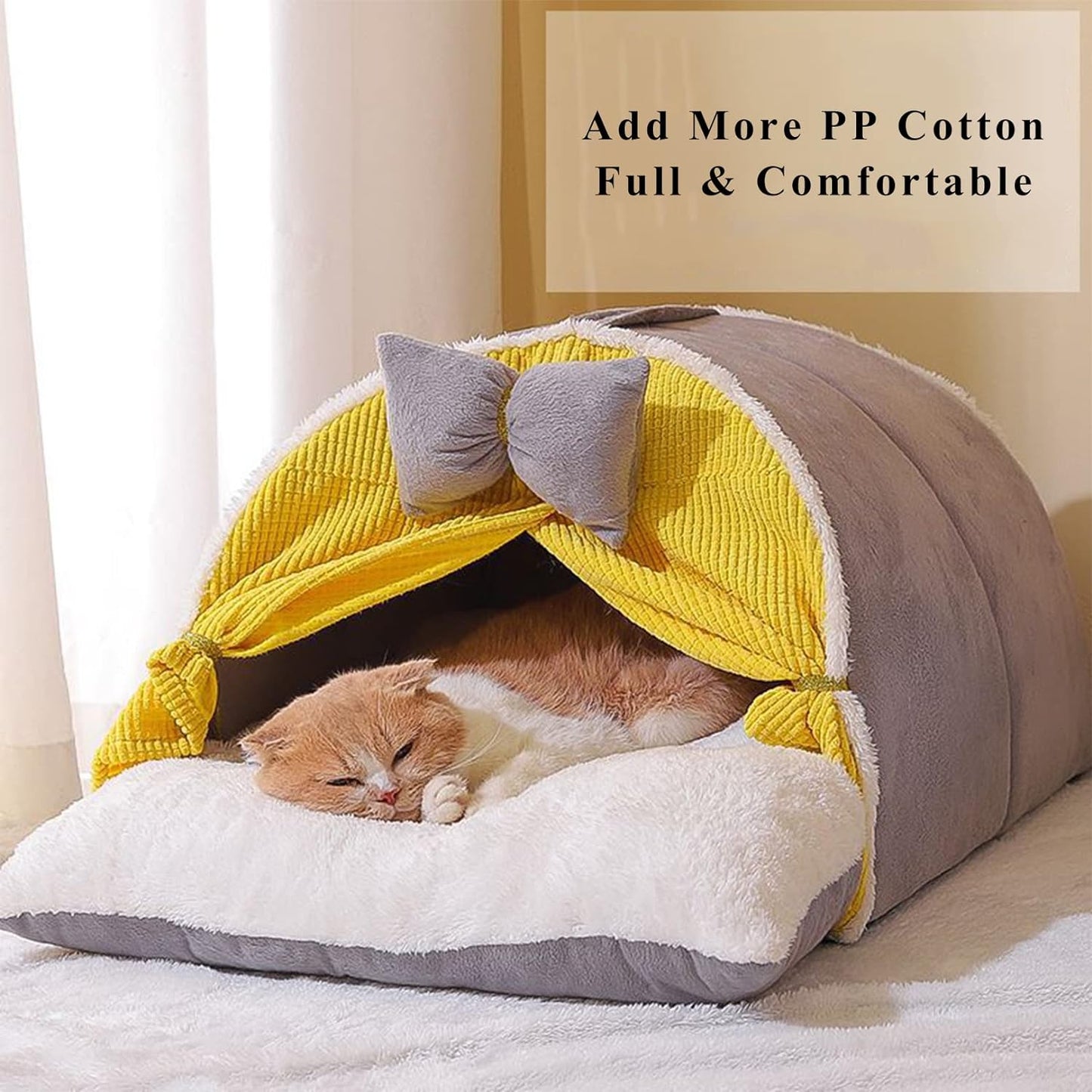 Cat Sleeping Bag, Faux Fabric Cat Bed Cave Nest, Pet Cozy Soft Washable Beds