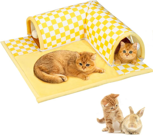 Cat Tunnel Bed, Small Cushion and Flexible Design Removable Cat Cave