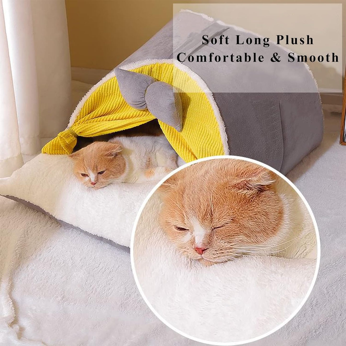 Cat Sleeping Bag, Faux Fabric Cat Bed Cave Nest, Pet Cozy Soft Washable Beds