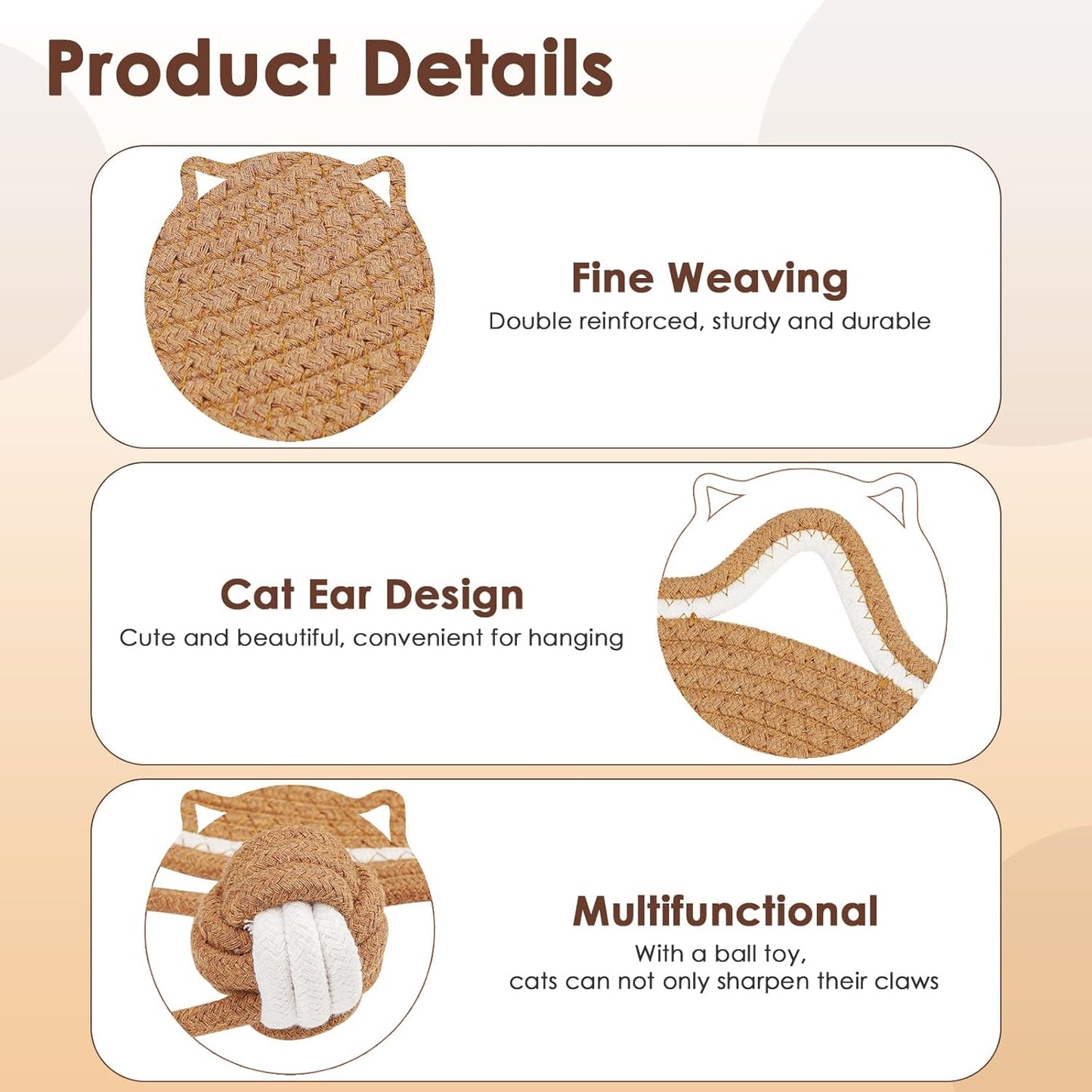 Cat Scratcher Mat, Natural Cotton Rope Cat Scratch Pad