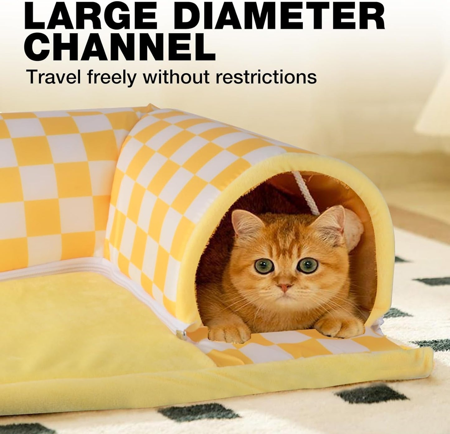 Cat Tunnel Bed, Small Cushion and Flexible Design Removable Cat Cave