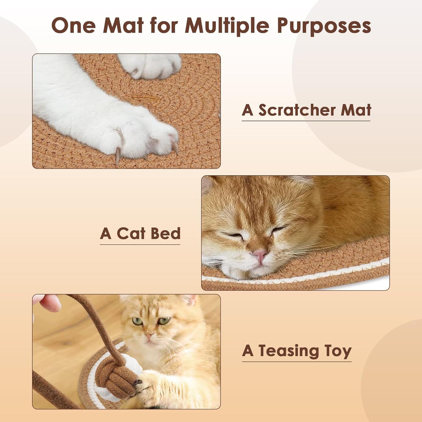 Cat Scratcher Mat, Natural Cotton Rope Cat Scratch Pad