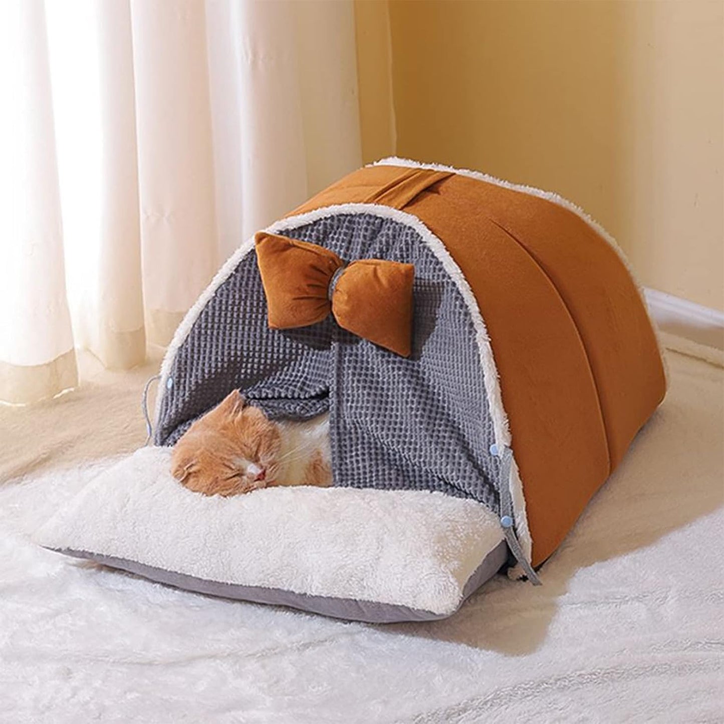 Cat Sleeping Bag, Faux Fabric Cat Bed Cave Nest, Pet Cozy Soft Washable Beds