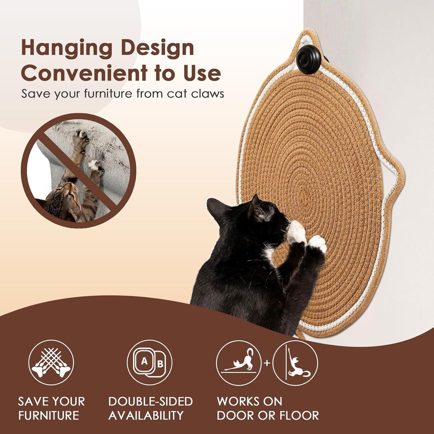 Cat Scratcher Mat, Natural Cotton Rope Cat Scratch Pad