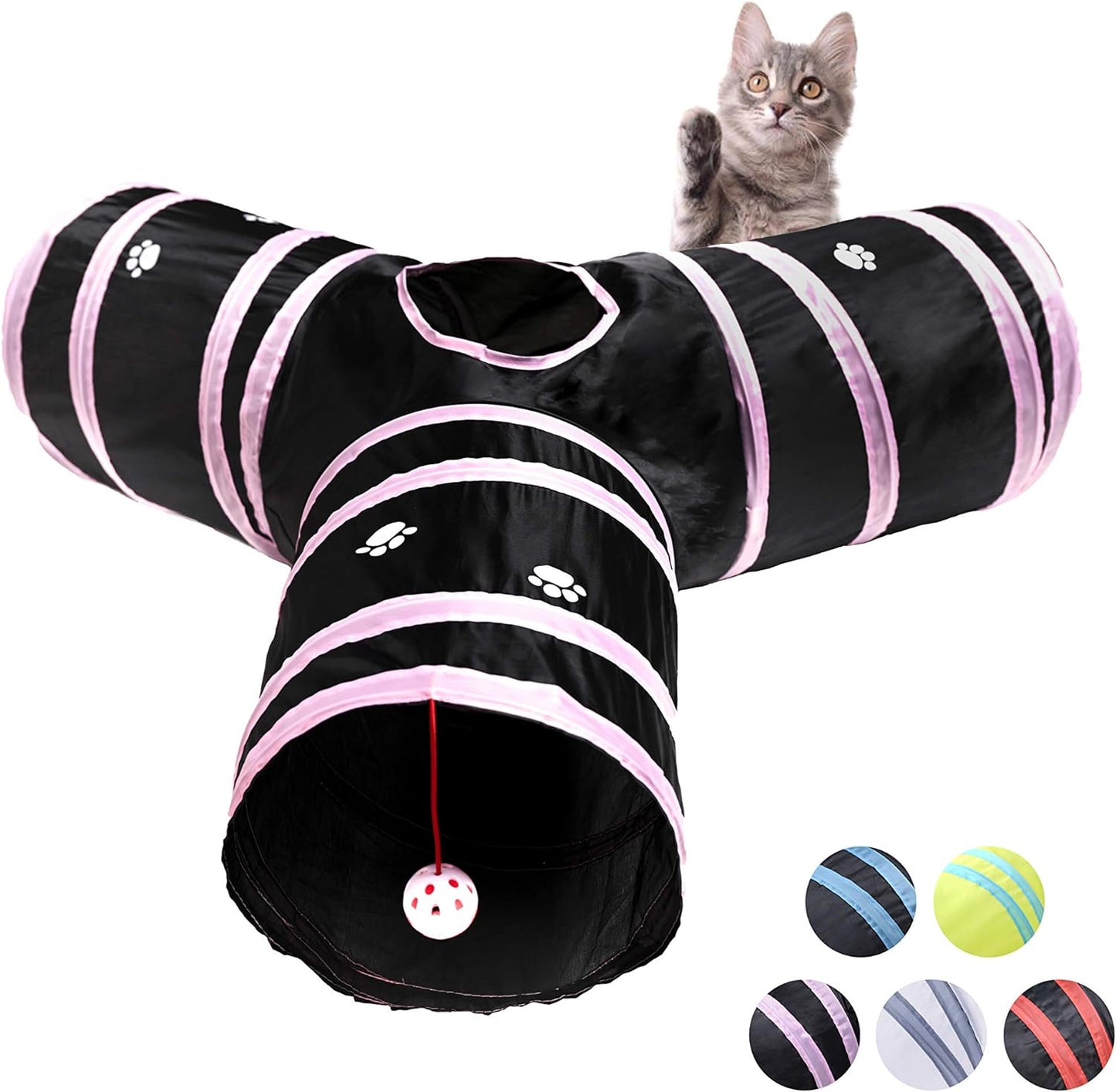 Cat Tunnel, Collapsible Tube with 1 Play Ball Kitty Toys