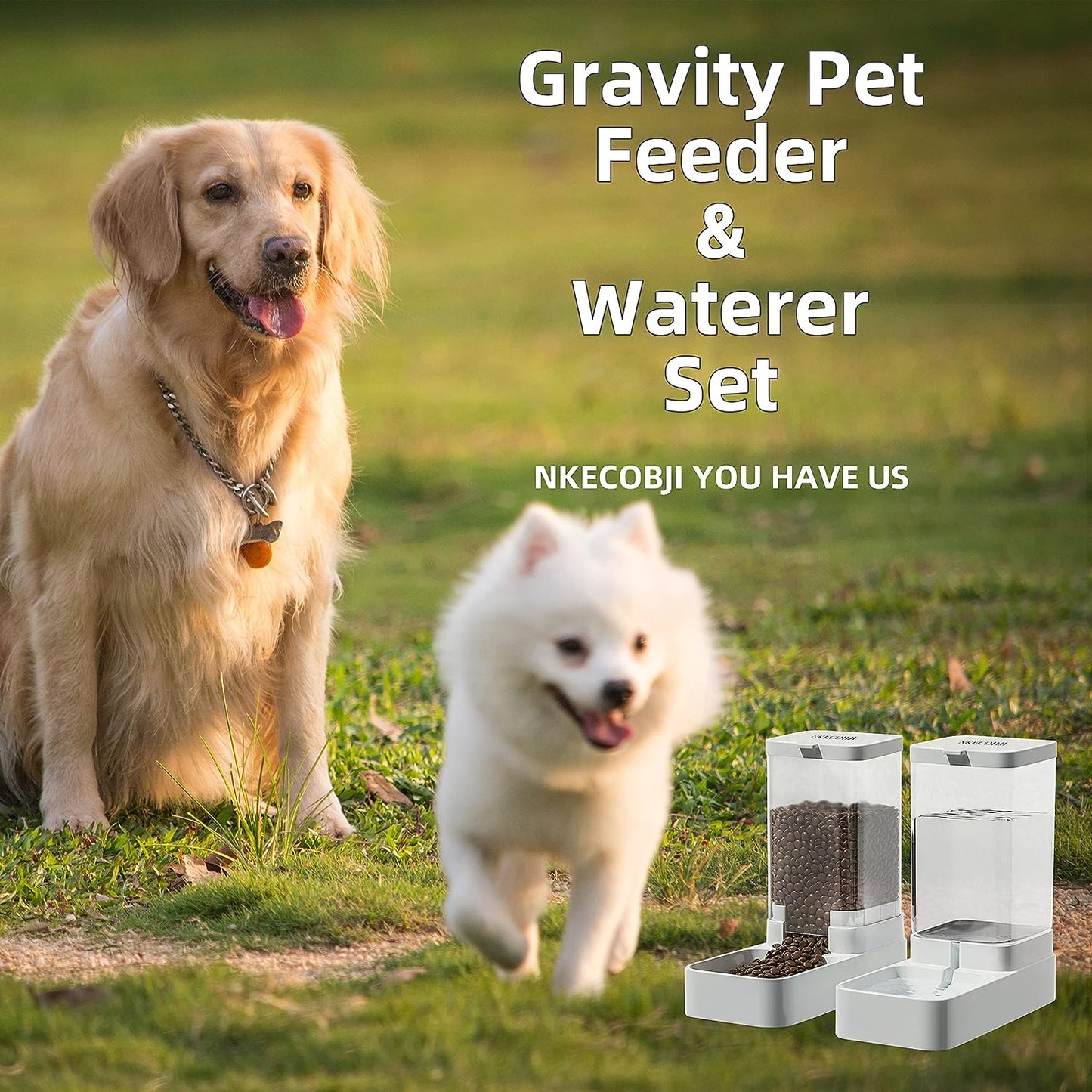 Pet Feeder and Water Dispenser Set